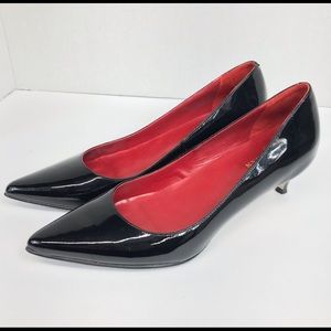 Cole Haan Black Patent Leather Kitten Heel Size 9.5